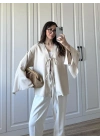 Bela Önü Bağlamalı Tasarım Kol Taş Kimono