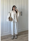 Bela Önü Bağlamalı Tasarım Kol Taş Kimono