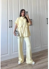 Beli Büzgülü Fermuarlı Oversize Sarı Spor Takım