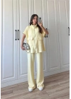 Beli Büzgülü Fermuarlı Oversize Sarı Spor Takım
