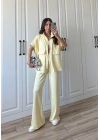 Beli Büzgülü Fermuarlı Oversize Sarı Spor Takım