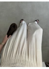 Beli Lastikli Ekru Tiril Pantolon