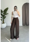 Beli Lastikli Kahve Tiril Pantolon