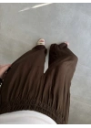 Beli Lastikli Kahve Tiril Pantolon