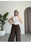 Beli Lastikli Kahve Tiril Pantolon