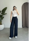 Beli Lastikli Lacivert Tiril Pantolon