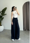 Beli Lastikli Lacivert Tiril Pantolon