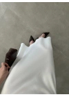 Beli Lastikli Maxi Beyaz Saten Etek