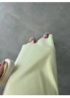 Beli Lastikli Maxi Sarı Saten Etek