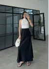 Beli Lastikli Maxi Siyah Saten Etek
