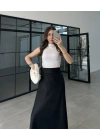 Beli Lastikli Maxi Siyah Saten Etek