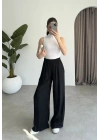 Beli Lastikli Siyah Tiril Pantolon