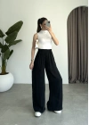 Beli Lastikli Siyah Tiril Pantolon