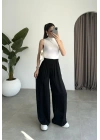 Beli Lastikli Siyah Tiril Pantolon