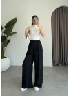 Beli Lastikli Siyah Tiril Pantolon