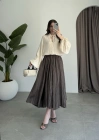 Bellis Midi Boy Kahve Kraş Etek