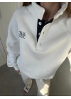 Beyaz Yakalı Şardonlu Sweat