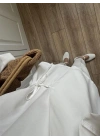 Beyaz Yandan Bağlamalı Tensel Kimono Ceket