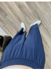 Bilek Boy Geniş Paça Lacivert Pantolon