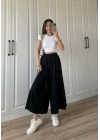 Bilek Boy Geniş Paça Siyah Pantolon
