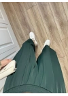 Bilek Boy Geniş Paça Zümrüt Yeşili Pantolon