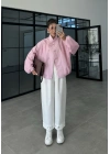 Birit Detaylı Pembe Paraşüt Ceket