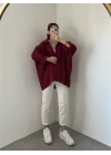 Bordo Oversize Tensel Gömlek