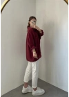 Bordo Oversize Tensel Gömlek