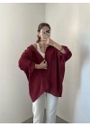 Bordo Oversize Tensel Gömlek
