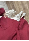 Bordo Oversize Tensel Gömlek