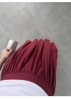 Büzgülü Astarlı Tensel Bordo Etek