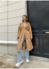 Camel Bershka Model Premium Oversize Trençkot