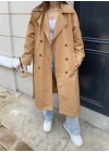 Camel Bershka Model Premium Oversize Trençkot