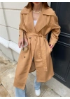 Camel Bershka Model Premium Oversize Trençkot