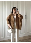 Camel Oversize Tensel Gömlek