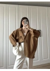 Camel Oversize Tensel Gömlek