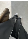 Çift Fermuarlı Dik Yaka Siyah Ceket Takım