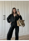 Çift Fermuarlı Siyah Spor Model Takım