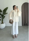 Çin Düğmeli Ekru Gömlek Kimono