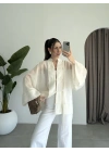 Çin Düğmeli Ekru Gömlek Kimono