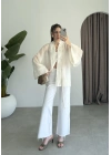 Çin Düğmeli Ekru Gömlek Kimono