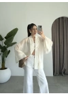 Çin Düğmeli Ekru Gömlek Kimono