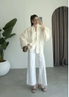 Çin Düğmeli Ekru Gömlek Kimono