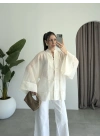 Çin Düğmeli Ekru Gömlek Kimono