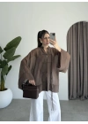 Çin Düğmeli Kahve Gömlek Kimono