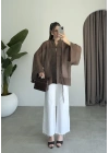Çin Düğmeli Kahve Gömlek Kimono