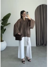 Çin Düğmeli Kahve Gömlek Kimono