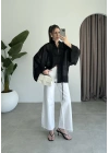 Çin Düğmeli Siyah Gömlek Kimono