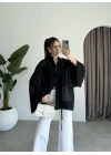 Çin Düğmeli Siyah Gömlek Kimono