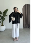 Çin Düğmeli Siyah Gömlek Kimono
